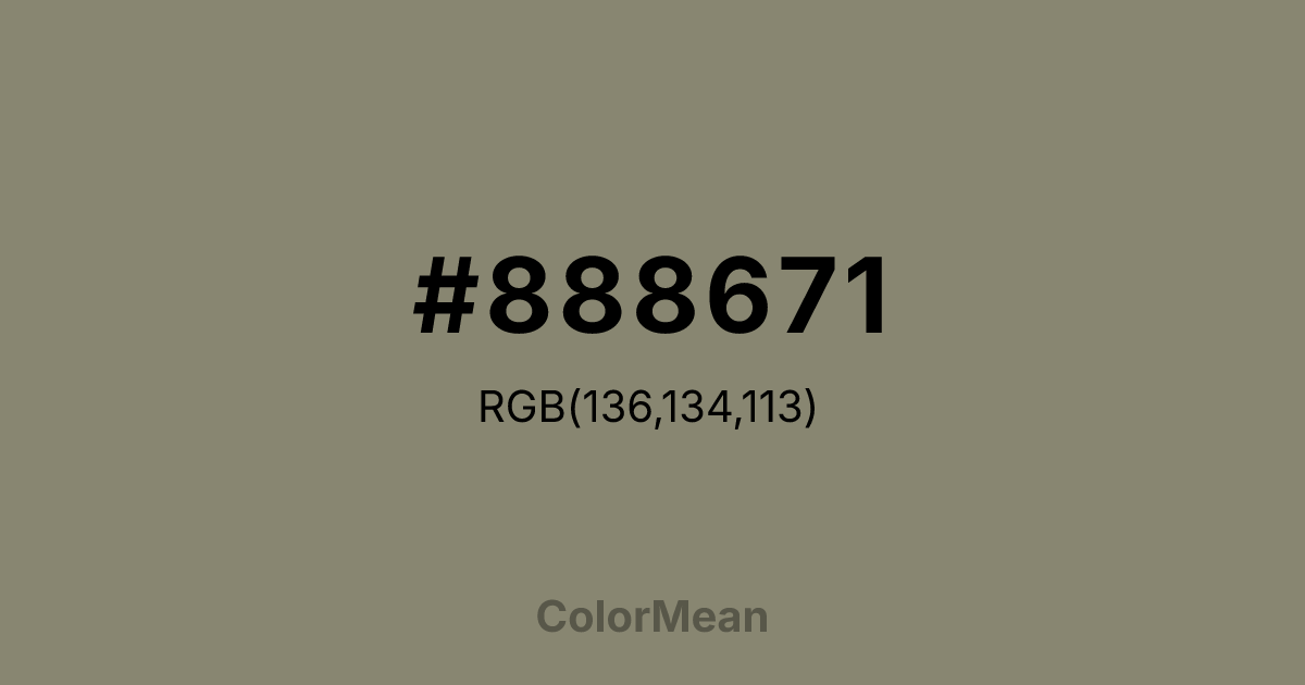 Color swatch image showing #888671 with RGB(136,134,113) values