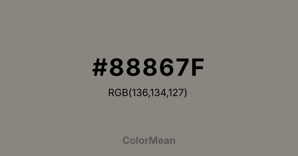 Color swatch image showing #88867F with RGB(136,134,127) values