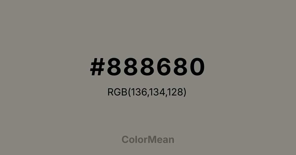 Color swatch image showing #888680 with RGB(136,134,128) values
