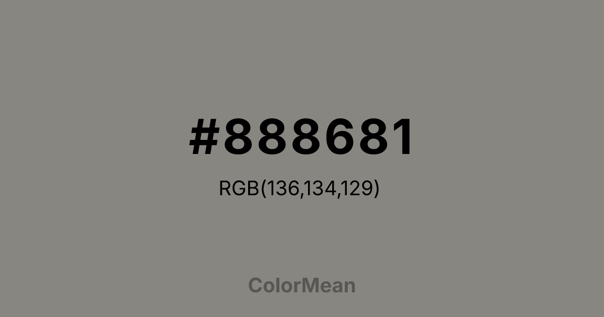 Color swatch image showing #888681 with RGB(136,134,129) values