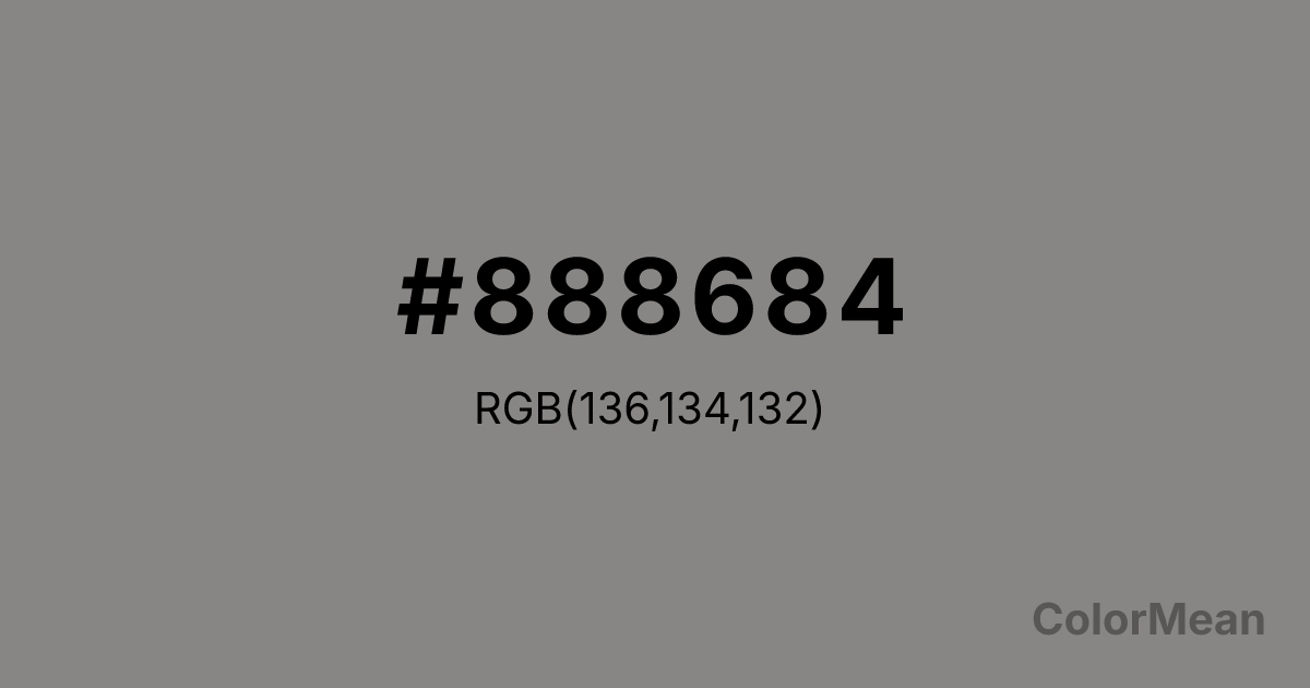 Color swatch image showing #888684 with RGB(136,134,132) values