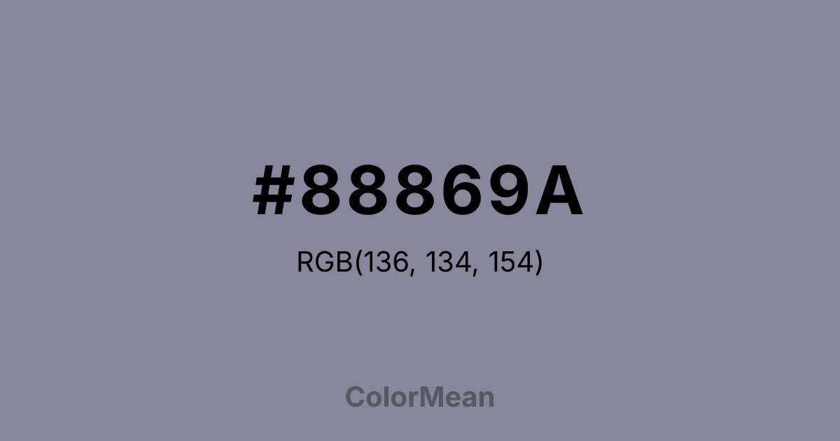 Color swatch image showing #88869A with RGB(136,134,154) values