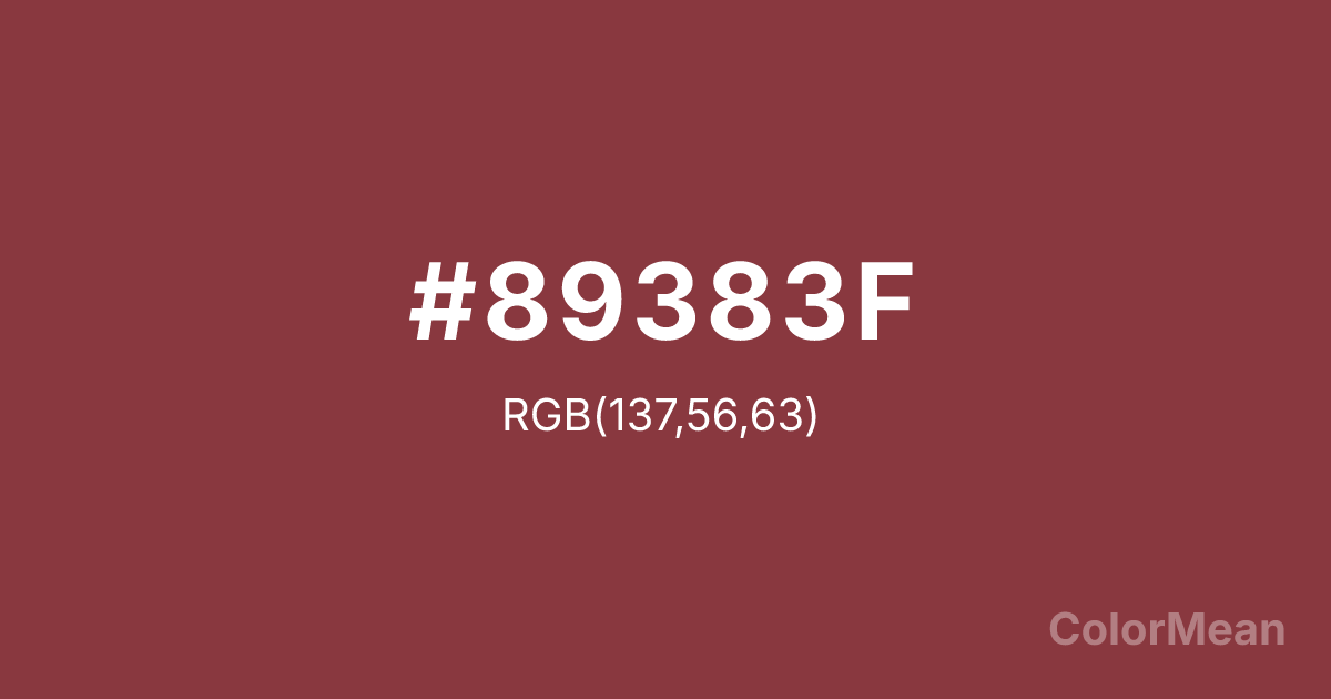 Color swatch image showing #89383F with RGB(137,56,63) values