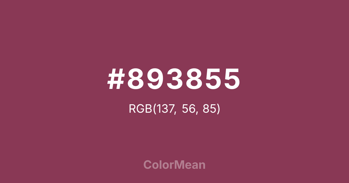 Color swatch image showing #893855 with RGB(137,56,85) values