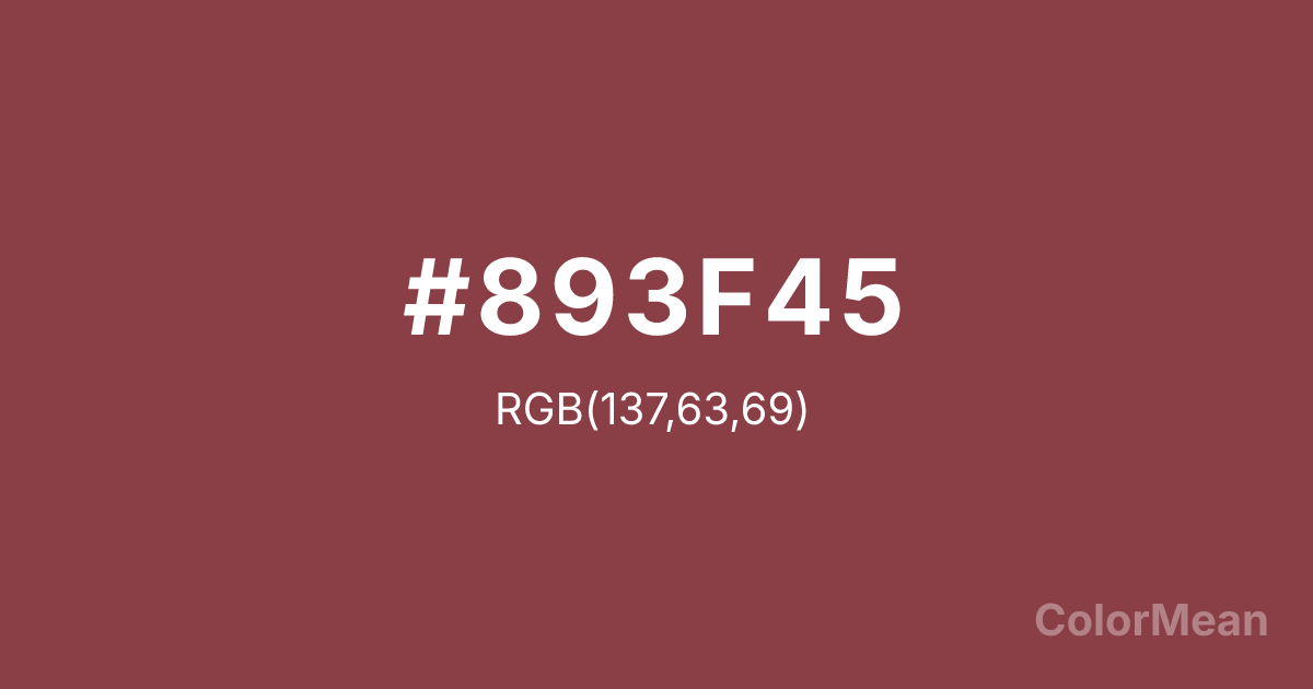 Color swatch image showing Cordovan (#893F45) with RGB(137,63,69) values