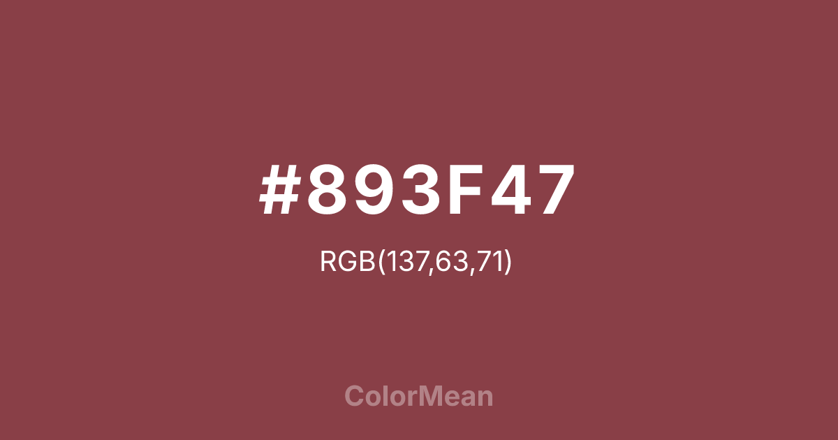 Color swatch image showing #893F47 with RGB(137,63,71) values
