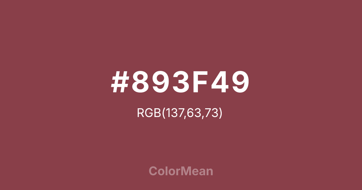 Color swatch image showing #893F49 with RGB(137,63,73) values