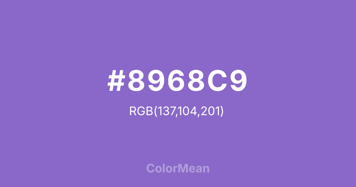 Color swatch image showing #8968C9 with RGB(137,104,201) values