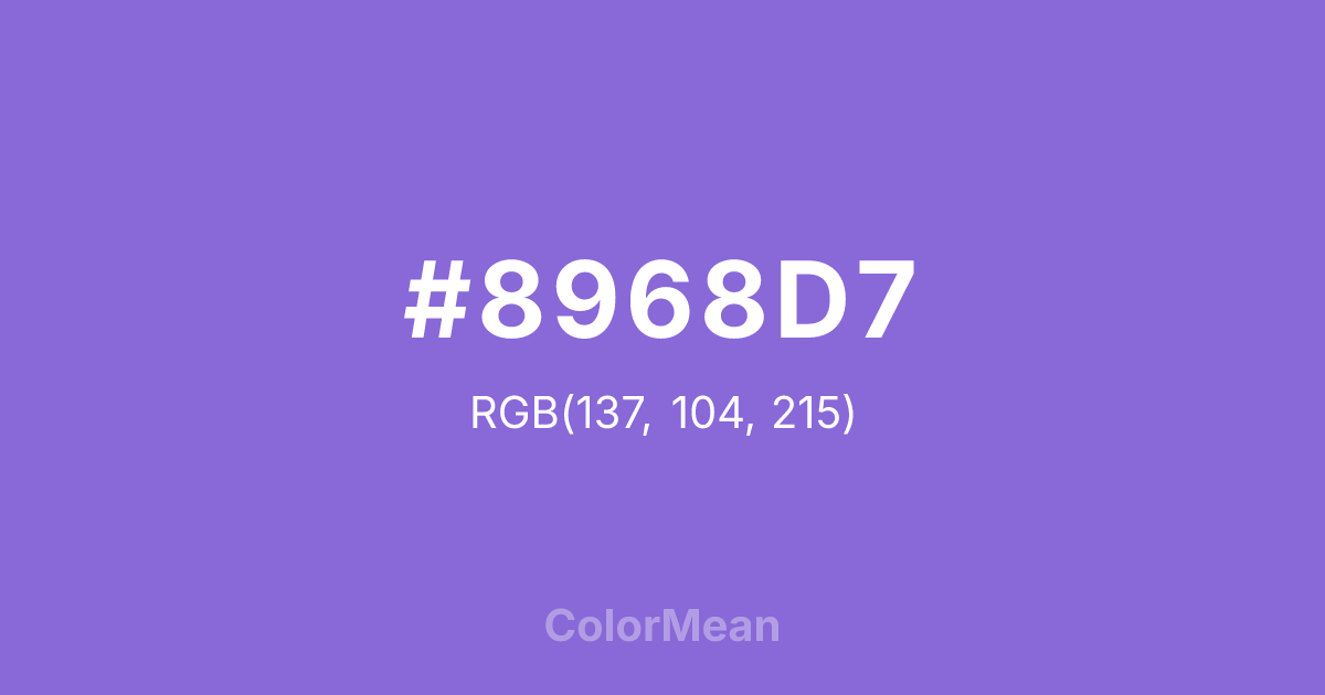 Color swatch image showing #8968D7 with RGB(137,104,215) values