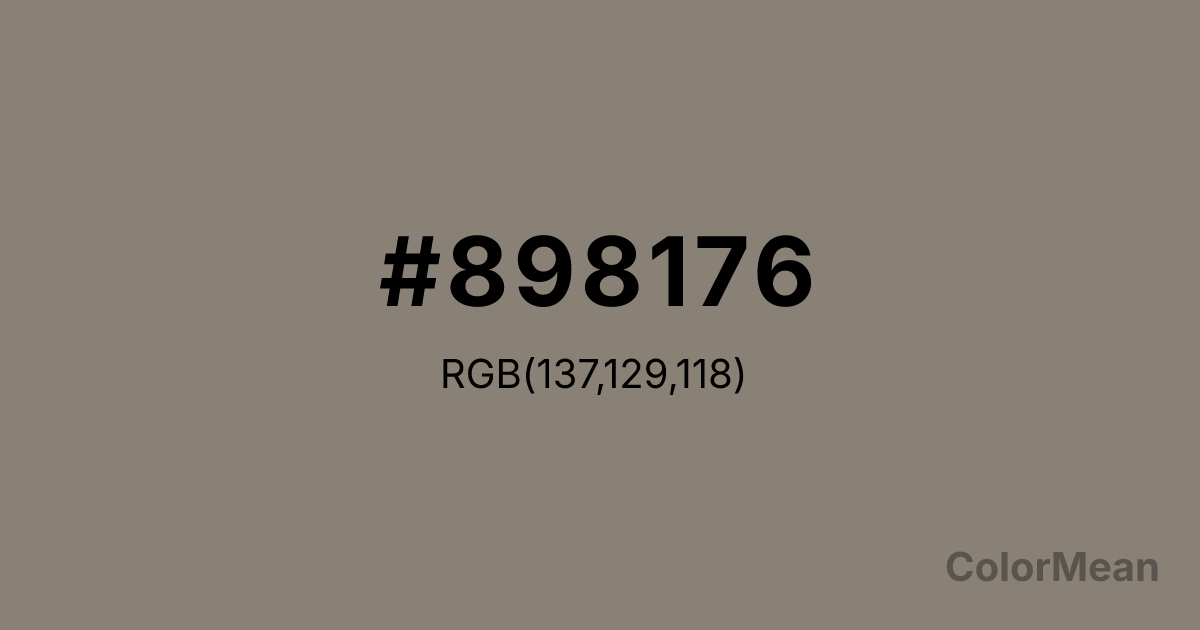 Color swatch image showing Pearl Mouse Grey (#898176) with RGB(137,129,118) values