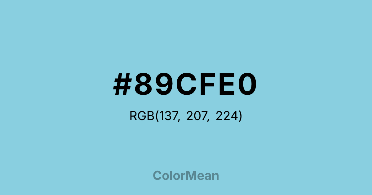 Color swatch image showing #89CFE0 with RGB(137,207,224) values