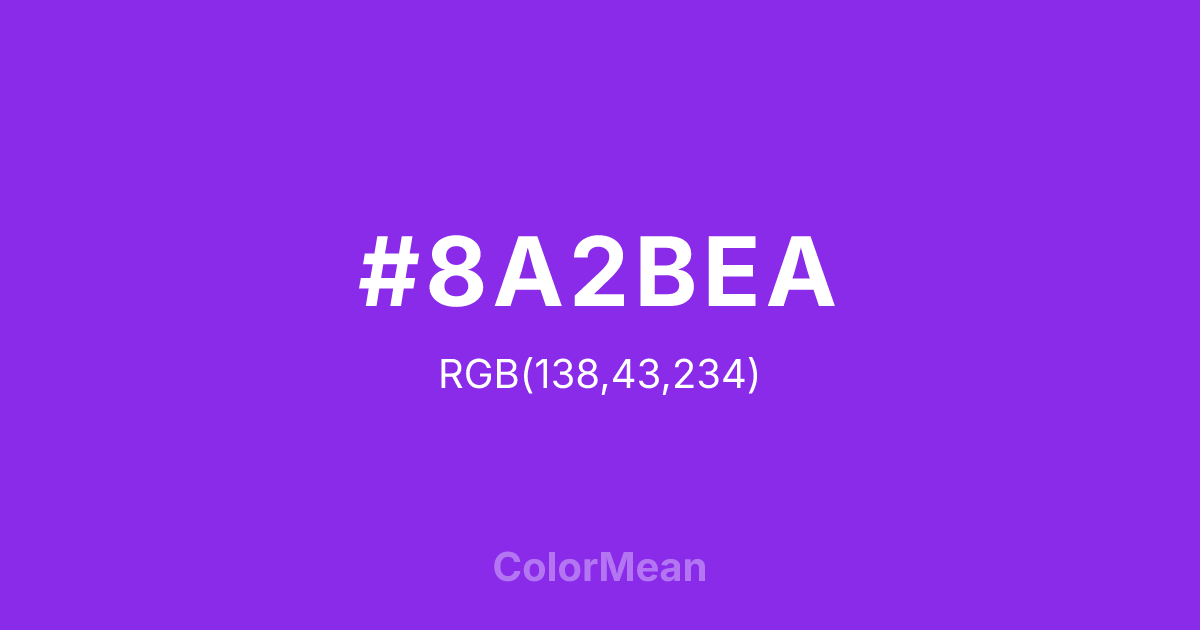 Color swatch image showing #8A2BEA with RGB(138,43,234) values