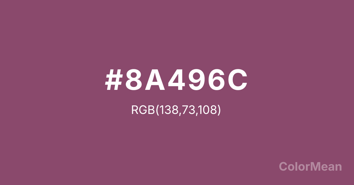 Color swatch image showing #8A496C with RGB(138,73,108) values