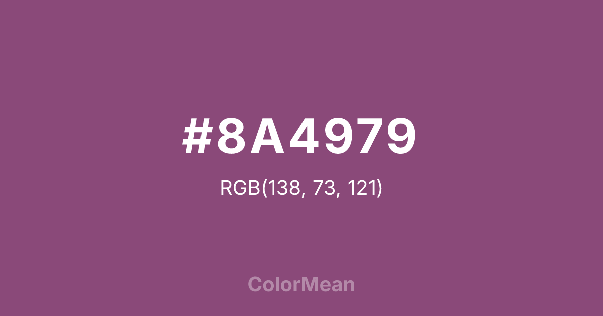 Color swatch image showing #8A4979 with RGB(138,73,121) values