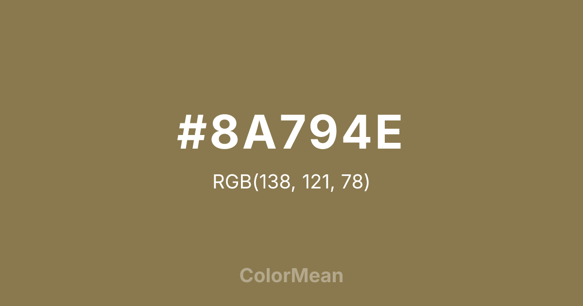 Color swatch image showing #8A794E with RGB(138,121,78) values