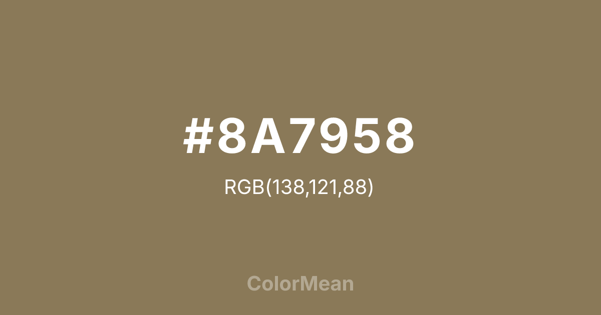 Color swatch image showing #8A7958 with RGB(138,121,88) values
