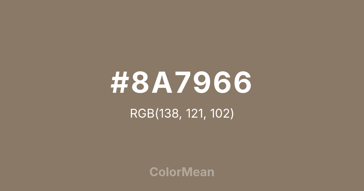Color swatch image showing #8A7966 with RGB(138,121,102) values