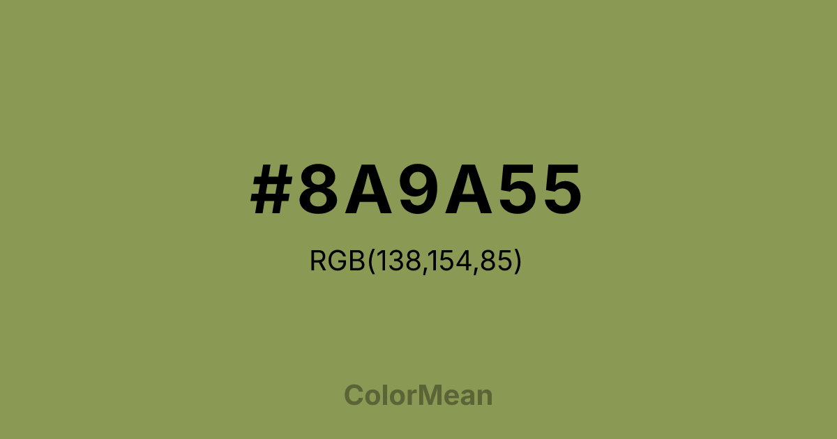 Color swatch image showing #8A9A55 with RGB(138,154,85) values