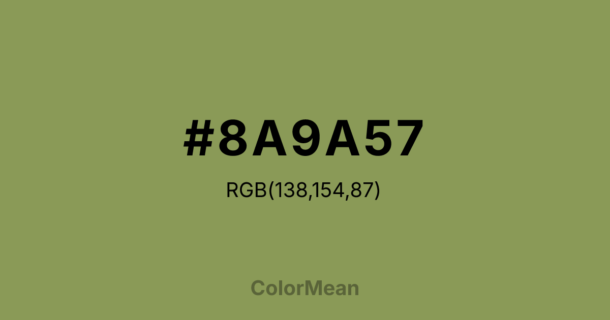 Color swatch image showing #8A9A57 with RGB(138,154,87) values