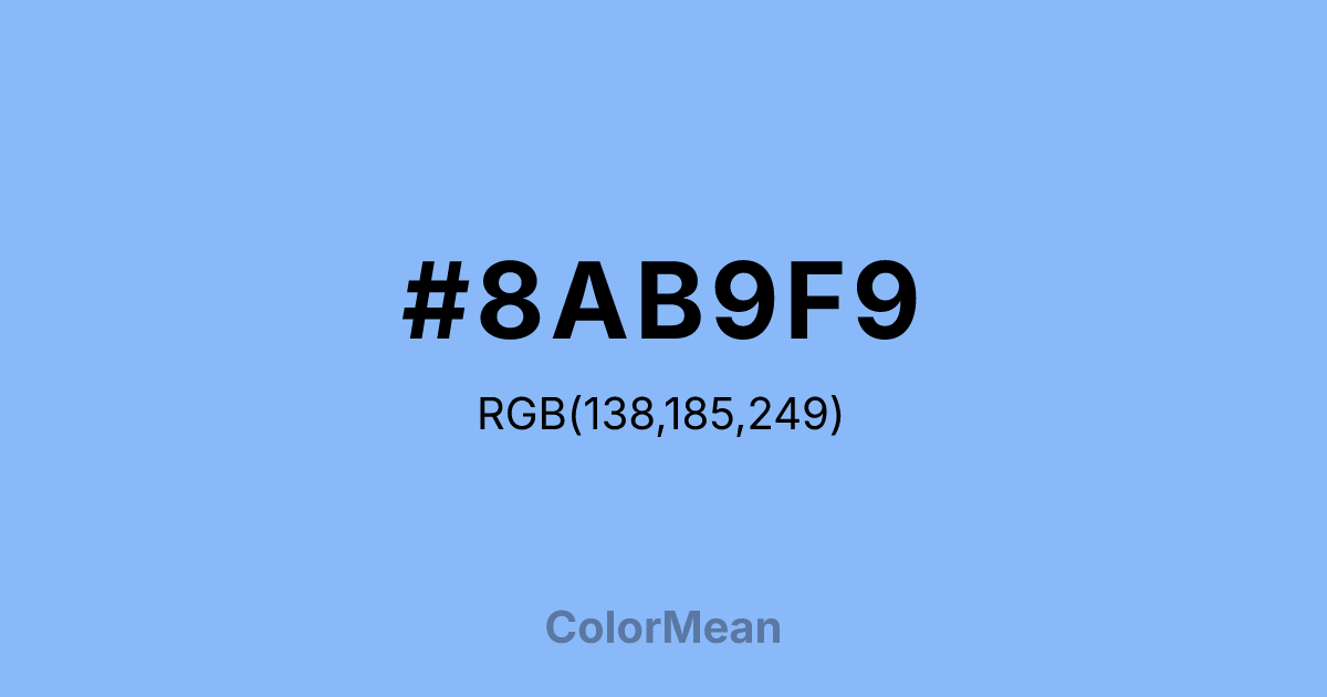 Color swatch image showing #8AB9F9 with RGB(138,185,249) values