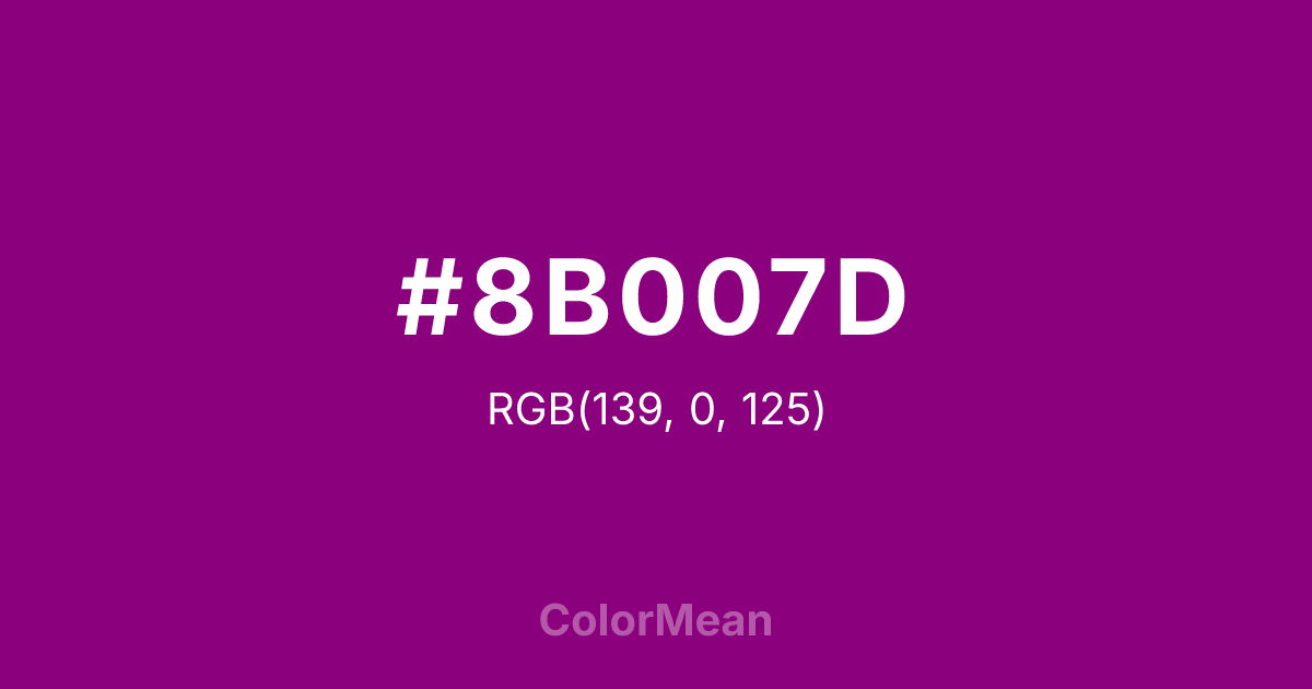 Color swatch image showing #8B007D with RGB(139,0,125) values