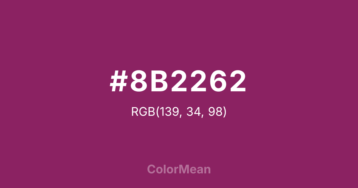 Color swatch image showing #8B2262 with RGB(139,34,98) values