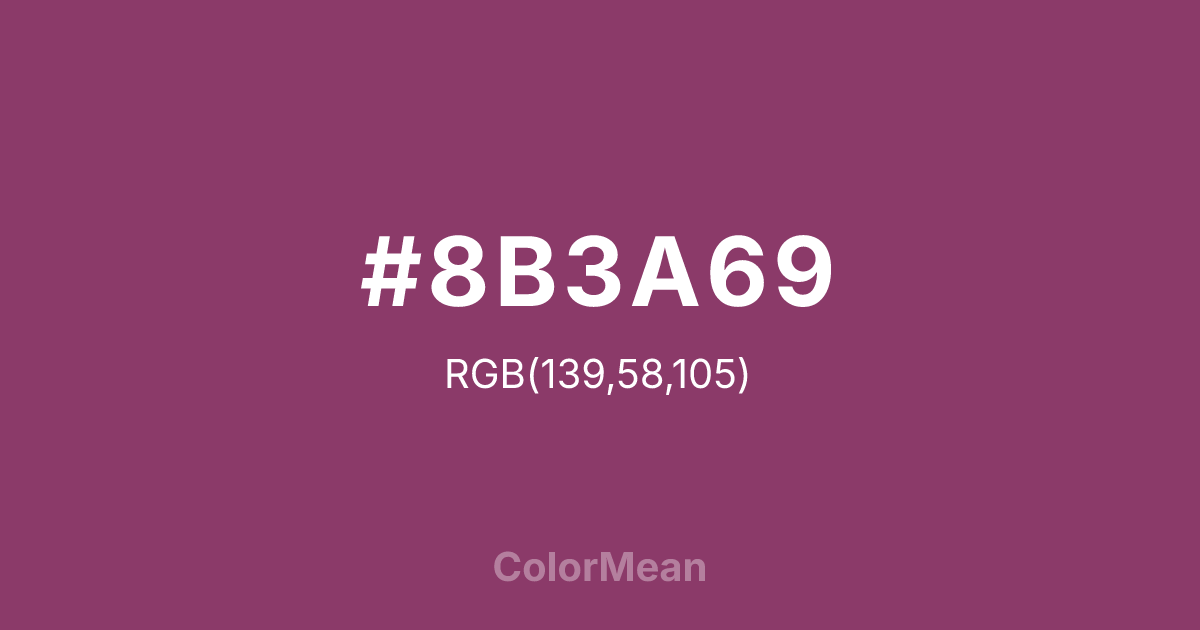 Color swatch image showing #8B3A69 with RGB(139,58,105) values