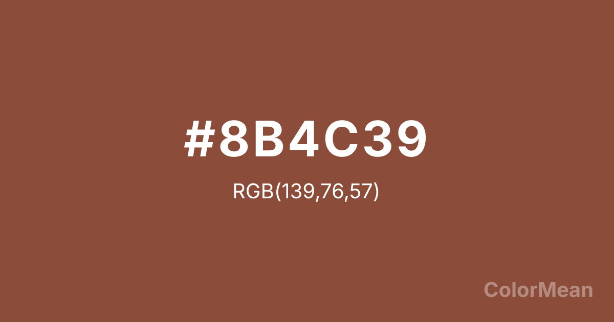 Color swatch image showing Salmon4 (#8B4C39) with RGB(139,76,57) values