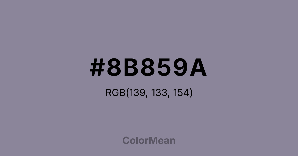 Color swatch image showing #8B859A with RGB(139,133,154) values