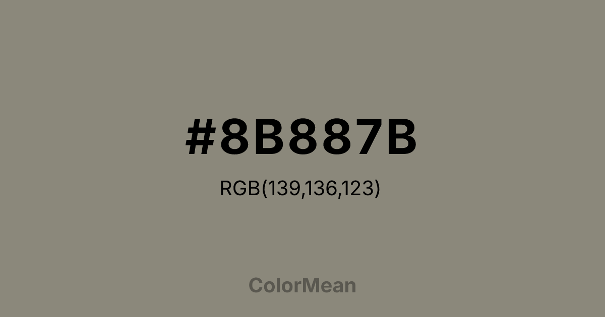 Color swatch image showing #8B887B with RGB(139,136,123) values