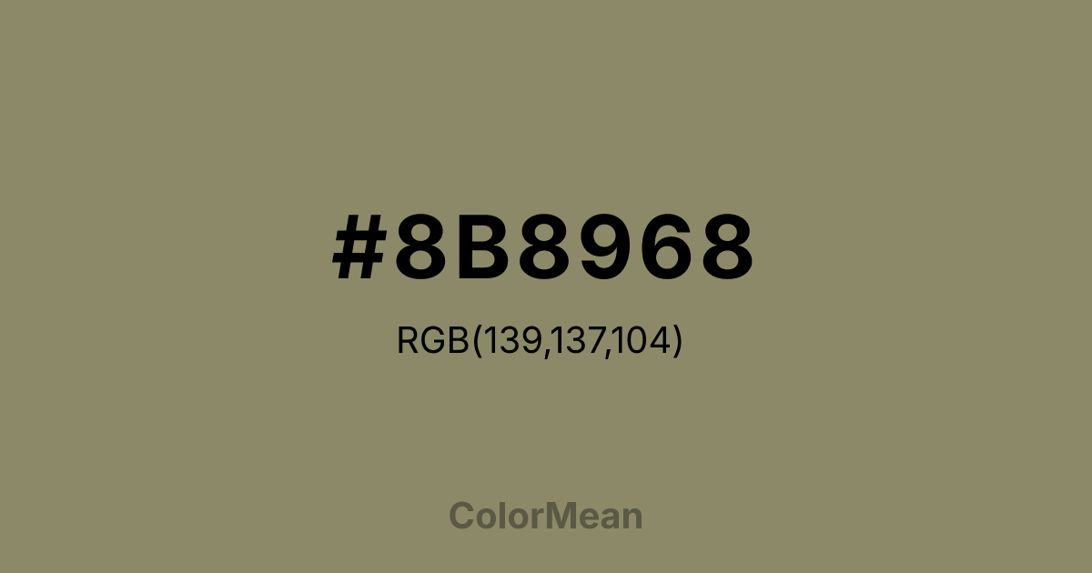 Color swatch image showing #8B8968 with RGB(139,137,104) values