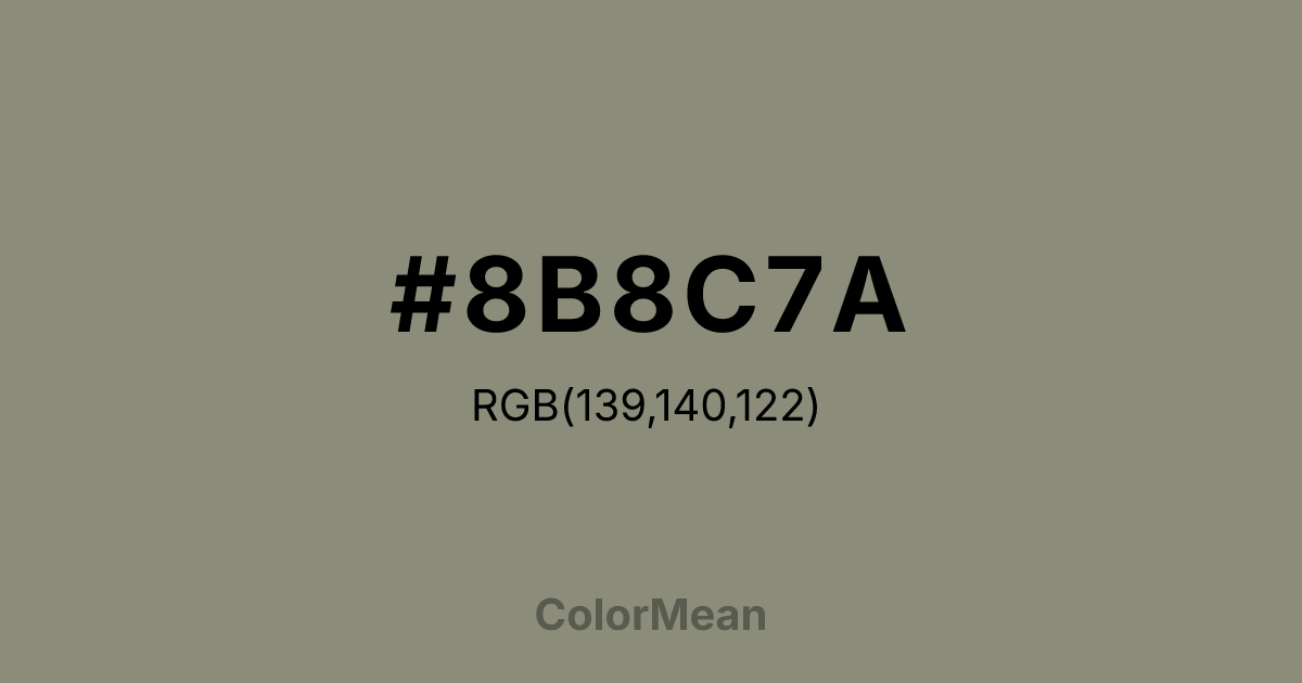 Color swatch image showing Stone Grey (#8B8C7A) with RGB(139,140,122) values