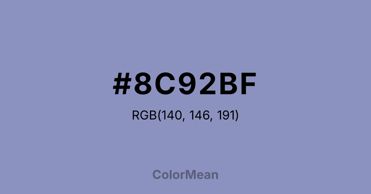 Color swatch image showing #8C92BF with RGB(140,146,191) values