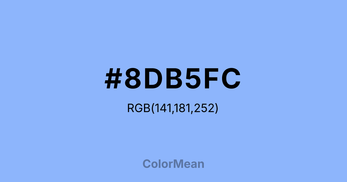 Color swatch image showing #8DB5FC with RGB(141,181,252) values