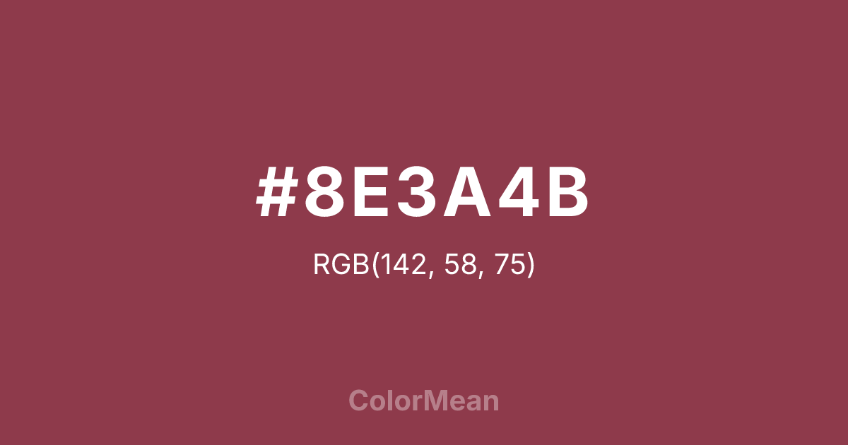 Color swatch image showing #8E3A4B with RGB(142,58,75) values