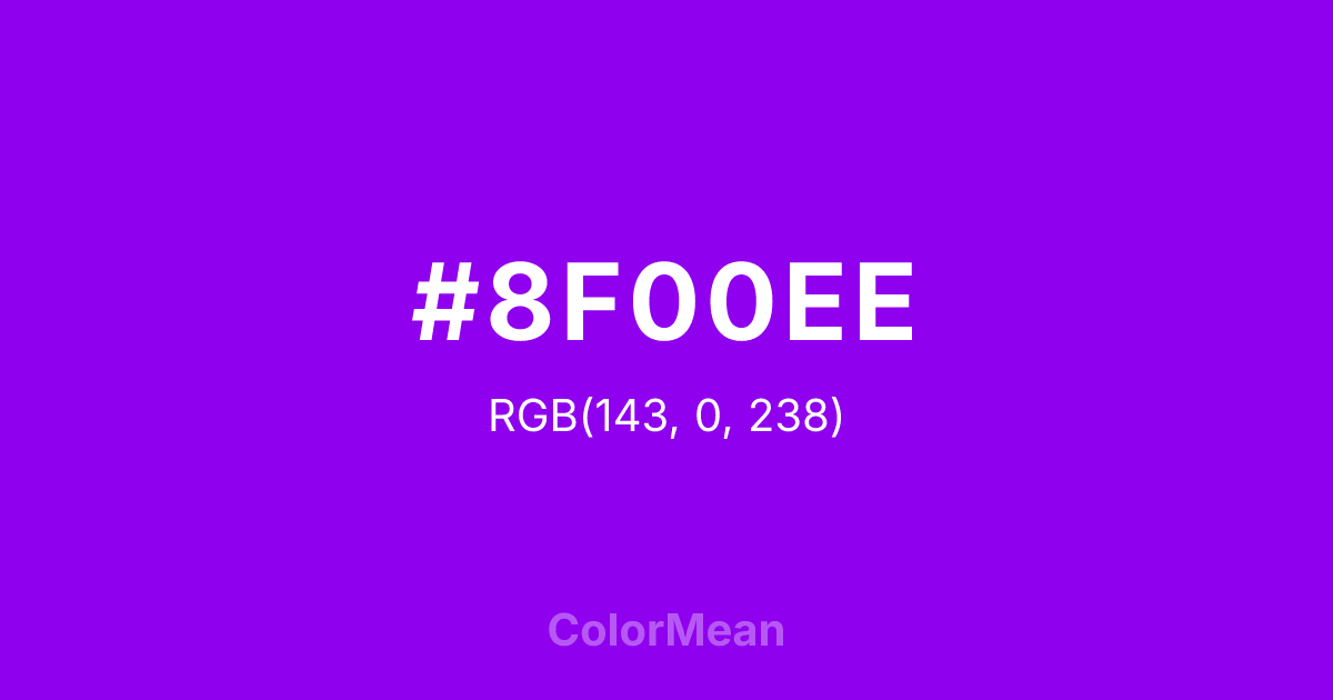 Color swatch image showing #8F00EE with RGB(143,0,238) values