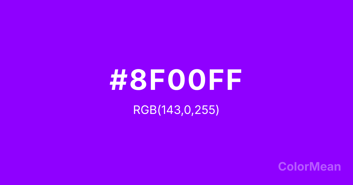 Color swatch image showing Violet (#8F00FF) with RGB(143,0,255) values