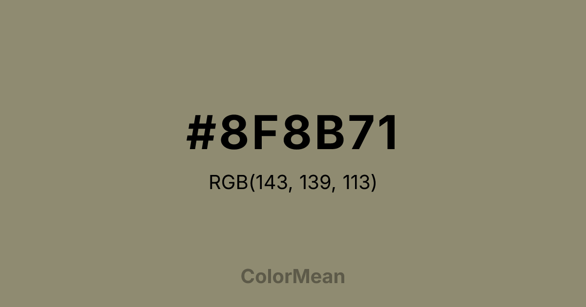 Color swatch image showing #8F8B71 with RGB(143,139,113) values