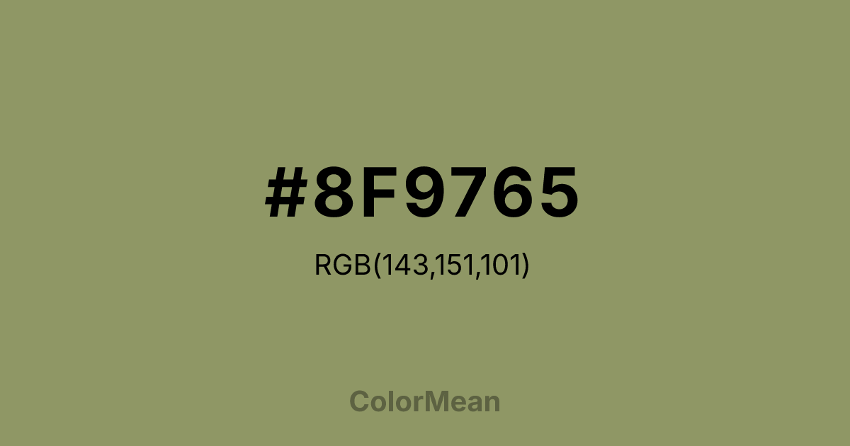 Color swatch image showing #8F9765 with RGB(143,151,101) values