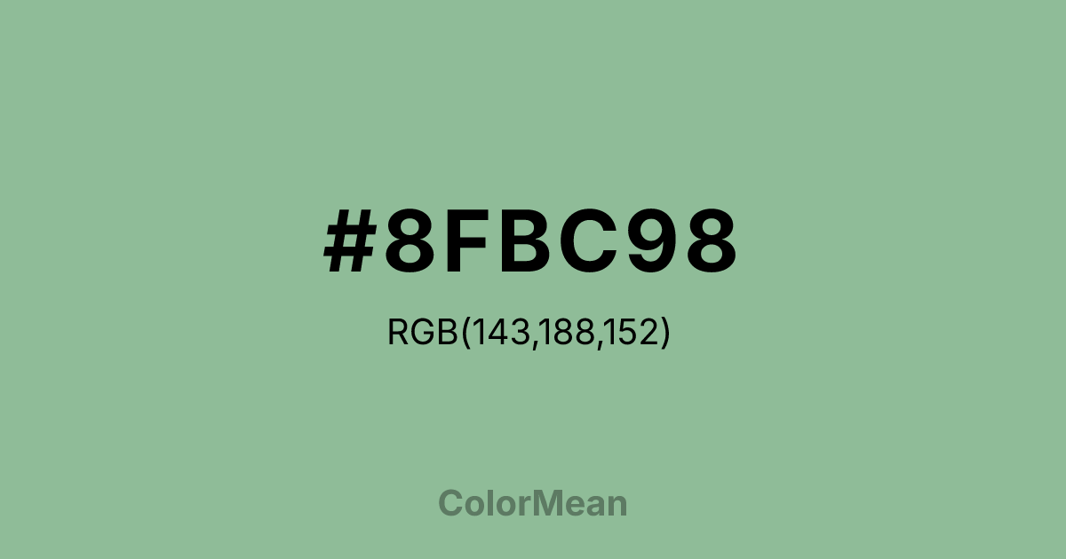 Color swatch image showing #8FBC98 with RGB(143,188,152) values