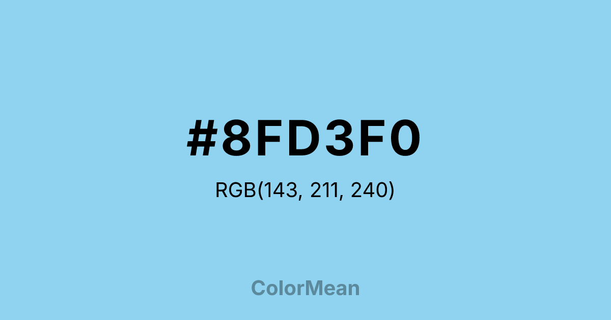Color swatch image showing #8FD3F0 with RGB(143,211,240) values