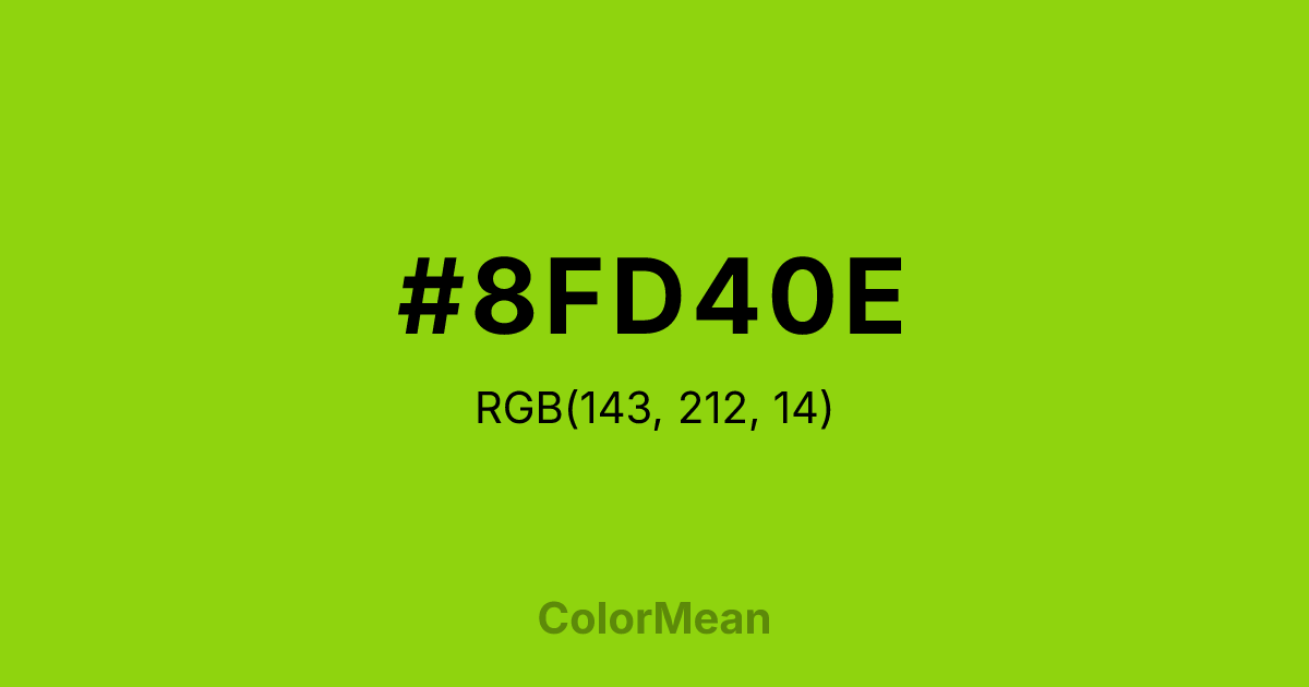 Color swatch image showing #8FD40E with RGB(143,212,14) values