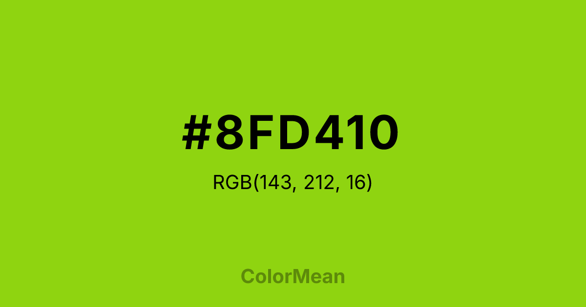 Color swatch image showing #8FD410 with RGB(143,212,16) values