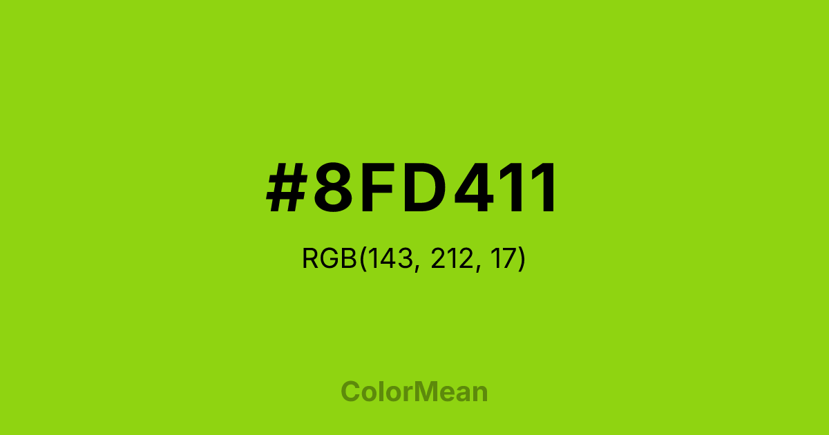 Color swatch image showing #8FD411 with RGB(143,212,17) values