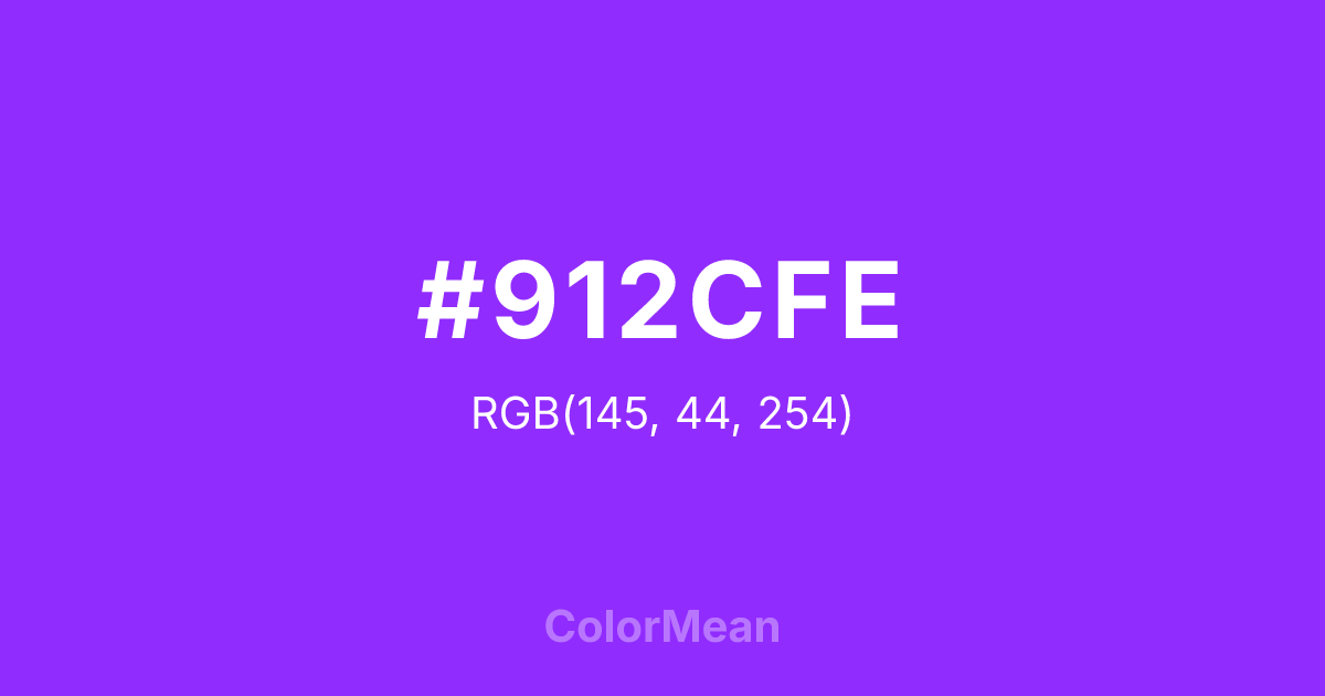 Color swatch image showing #912CFE with RGB(145,44,254) values