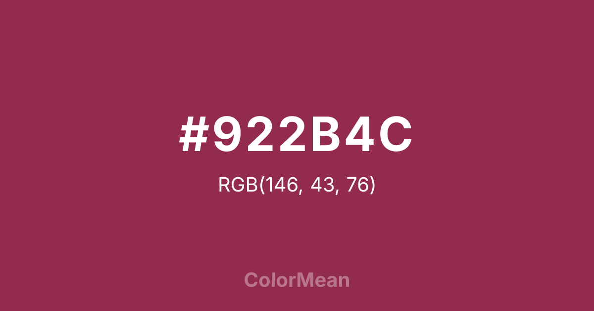 Color swatch image showing #922B4C with RGB(146,43,76) values