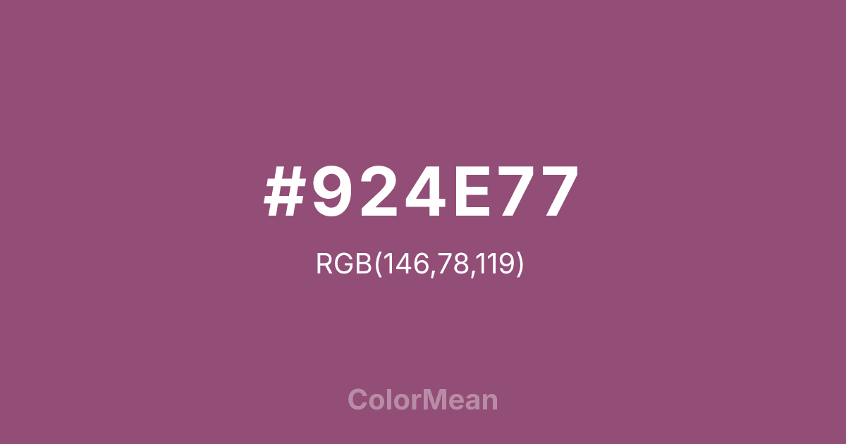 Color swatch image showing #924E77 with RGB(146,78,119) values