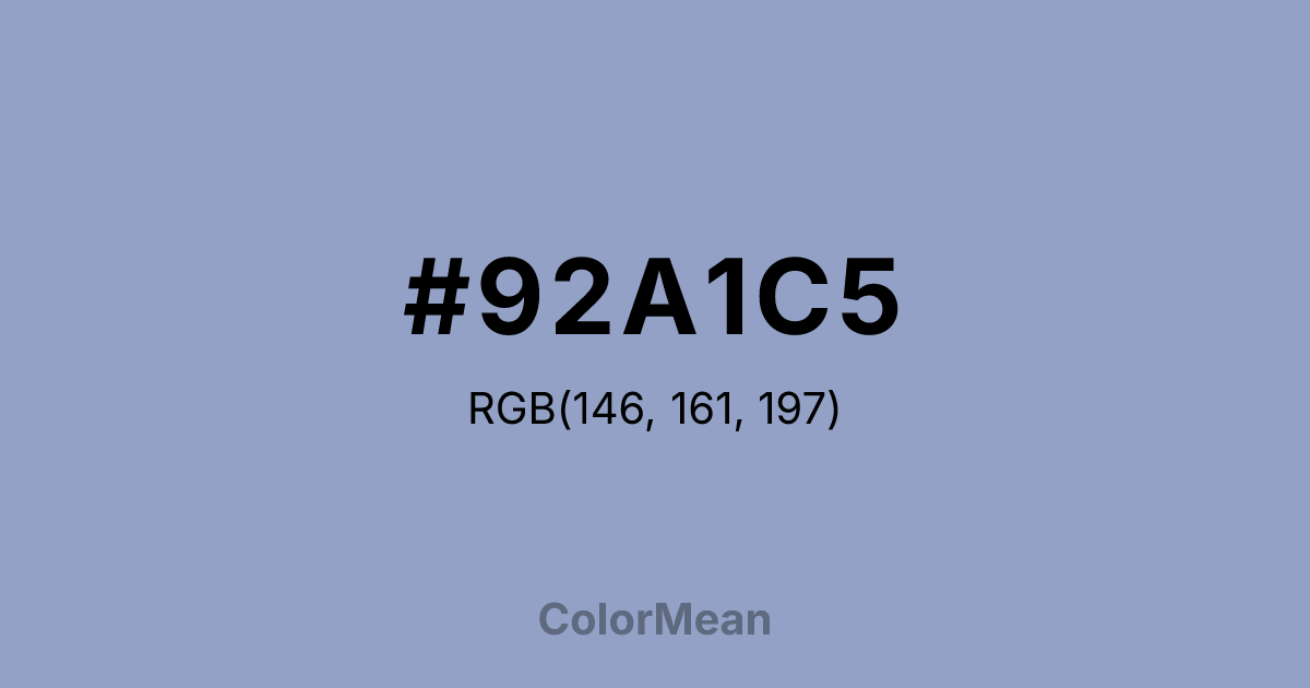 Color swatch image showing #92A1C5 with RGB(146,161,197) values
