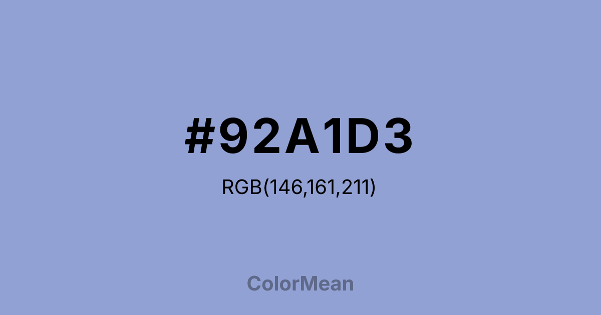 Color swatch image showing #92A1D3 with RGB(146,161,211) values