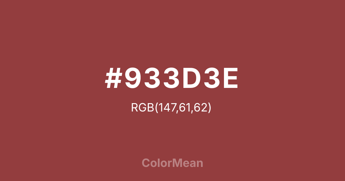 Color swatch image showing #933D3E with RGB(147,61,62) values